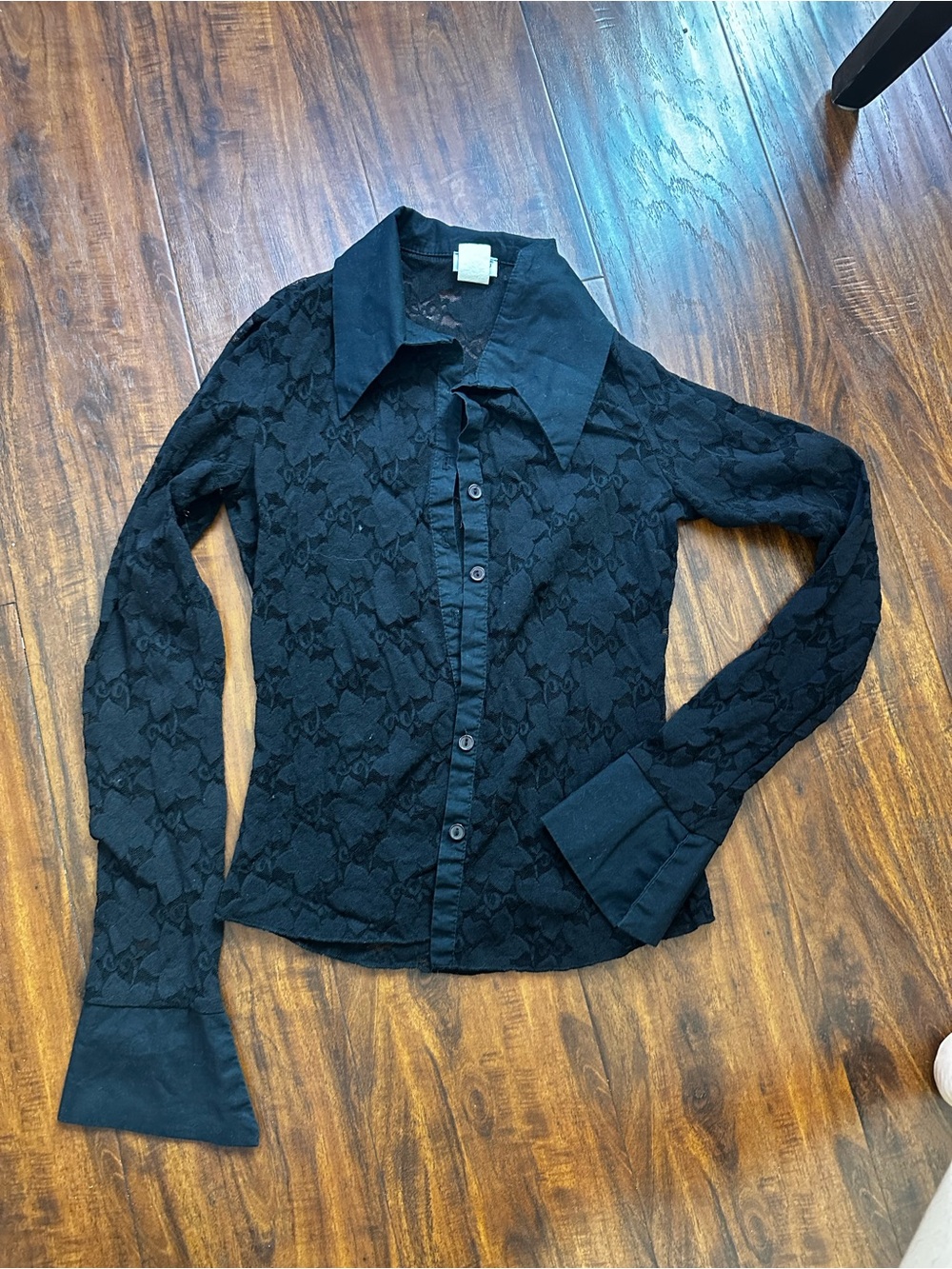 VENUS USA vintage Black Lace Button-Front Women's Top S